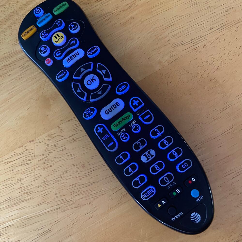 ATT U Verse Remote Blue Back Light S30-S1B Replacement Working Tested